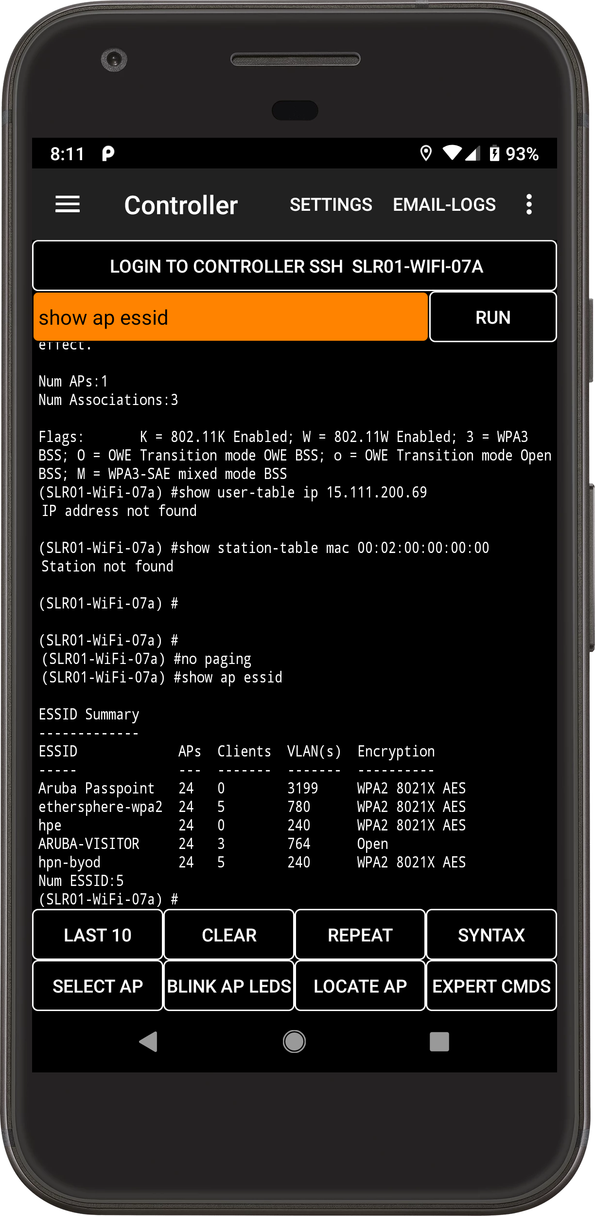 March 2023 Controller screen in Aruba Utilities